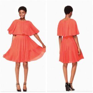 Kate Spade New York Red Pleated Cape Dress Size 00